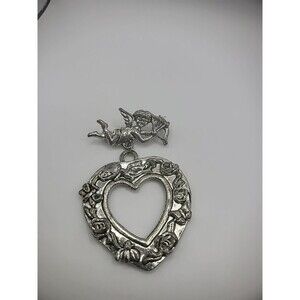 Vintage Danecraft Womens Heart Brooch Pin Cupid Jewelry Costume